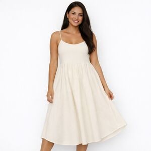 ZARA Cream Fit & Flare Dress Size Medium NWT Minimalist